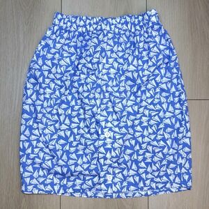 VTG 1990's Boscoli Womens M Blue White Sailboat Print Skirt Cotton USA Nautical